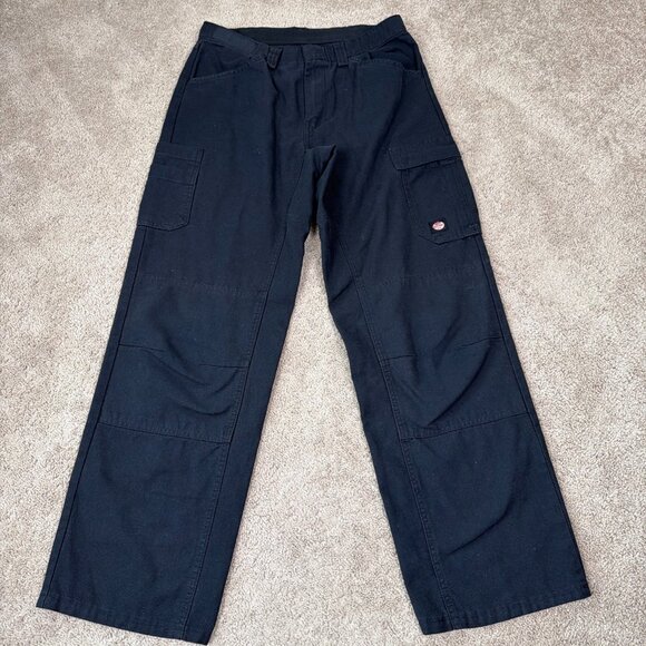 Red Kap Pants Men 32 Black Reinforced Double Knee Workwear Wid Leg Cargo Utility - Picture 1 of 10